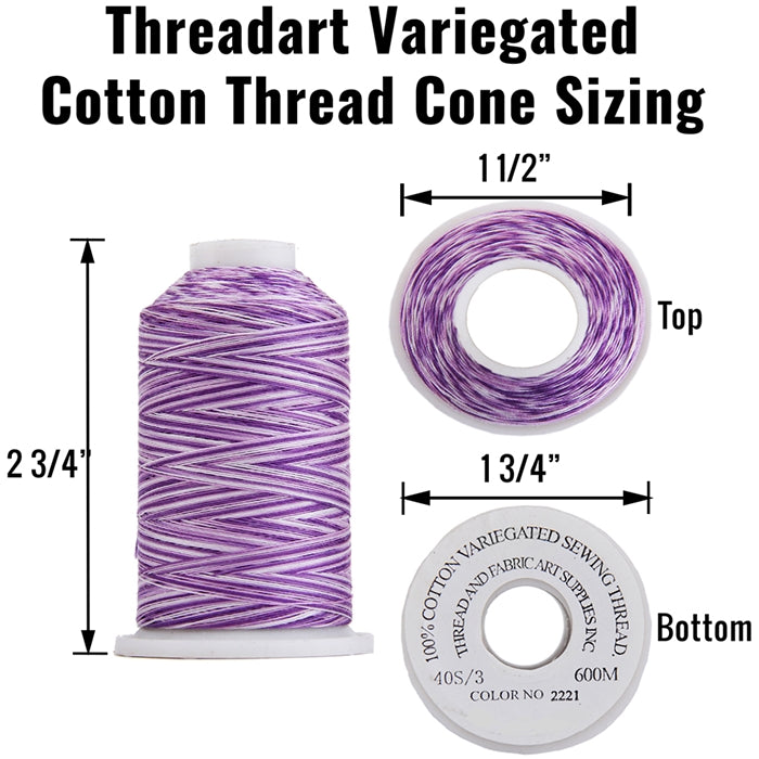 Multicolor Cotton Thread Set - 15 Variegated Spools - 600 Meters - Threadart.com