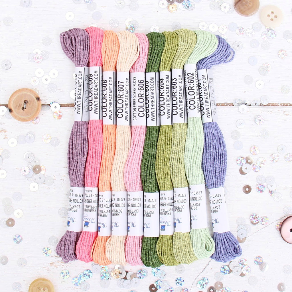 PREMIUM COTTON EMBROIDERY FLOSS SET IN FUN CONFETTI COLORS - SIX