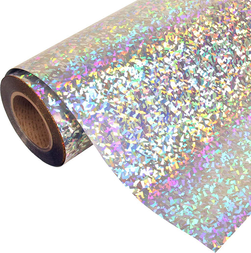 Silver Crystal Holographic HTV Vinyl Sheets 11 ft. Roll Sparkle Laser Heat  Transfer Vinyl for DIY T-Shirts or Fabrics Iron on Vinyl Easy to Cut and