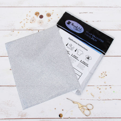 White Glitter Iron On Vinyl - Pack of Heat Transfer Sheets —