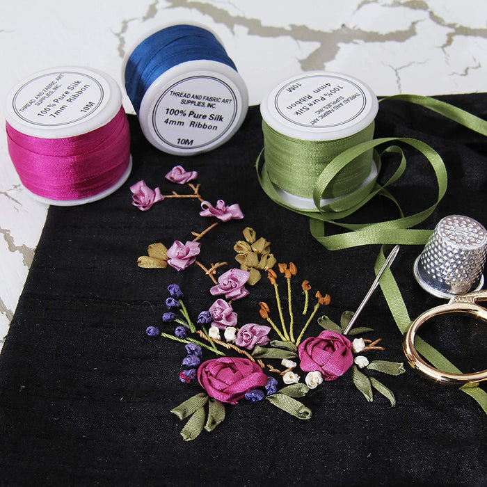 2mm Silk Ribbon -30 Spool Set -11 Yds Per Spool - Threadart.com