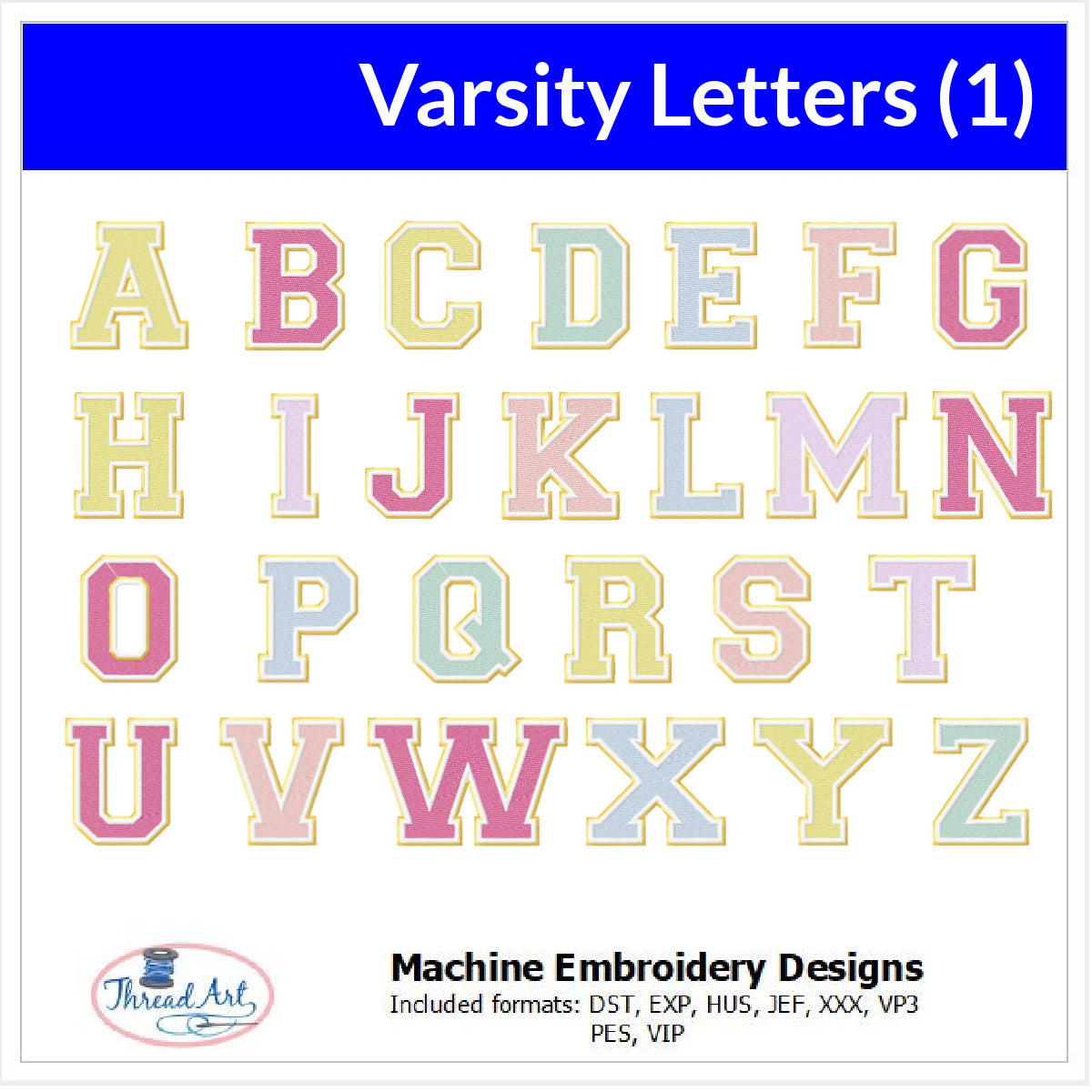 3D Puff Foam Varsity 2 Color Embroidery Font