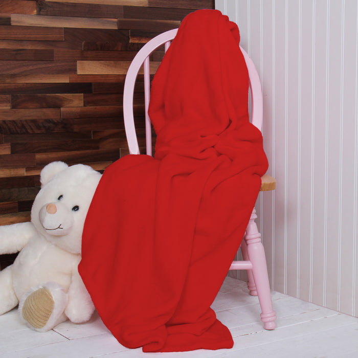 Pack of 3 Plush Fleece Blanket - Red