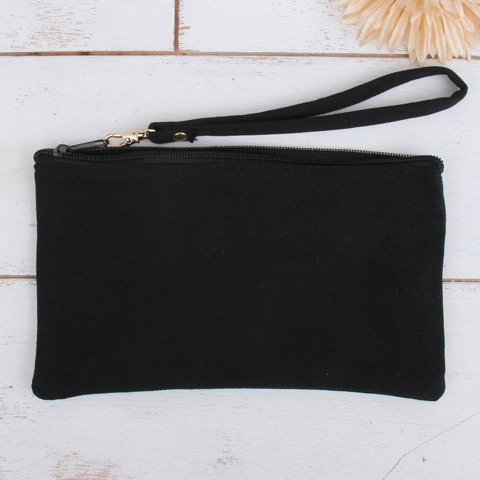 Cotton Canvas Small Wristlet Bag - Black - Threadart.com