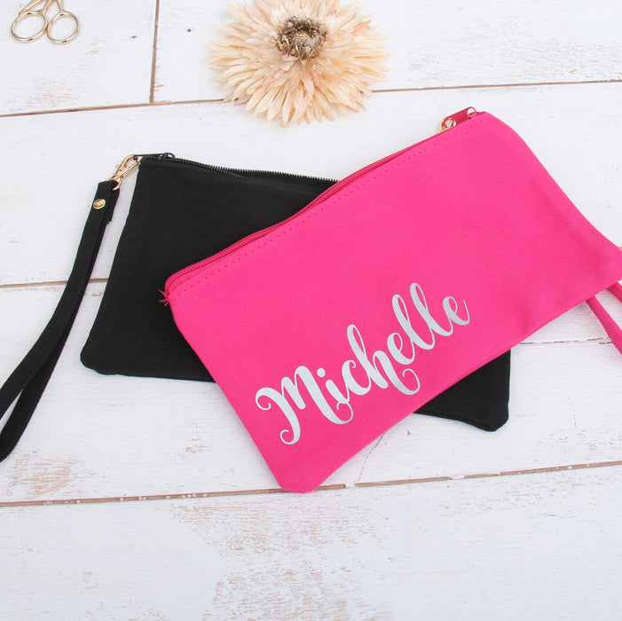 Cotton Canvas Small Wristlet Bag - Black - Threadart.com