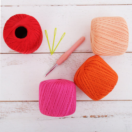 Cotton Crochet Thread Set - Flower Child Colors - Size 3 - Four 140 Yd Balls - Threadart.com