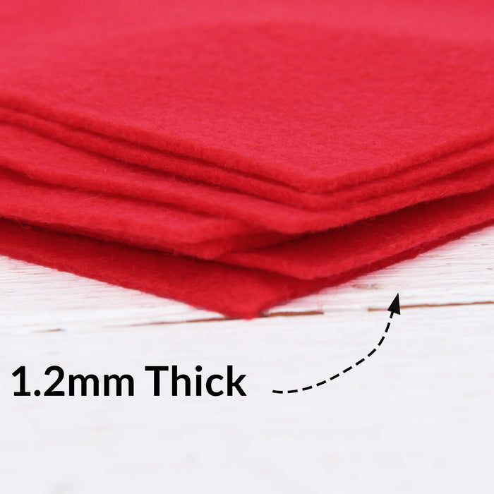 Red Acrylic Felt Sheets or Circles, High Quality, Made in USA, Red