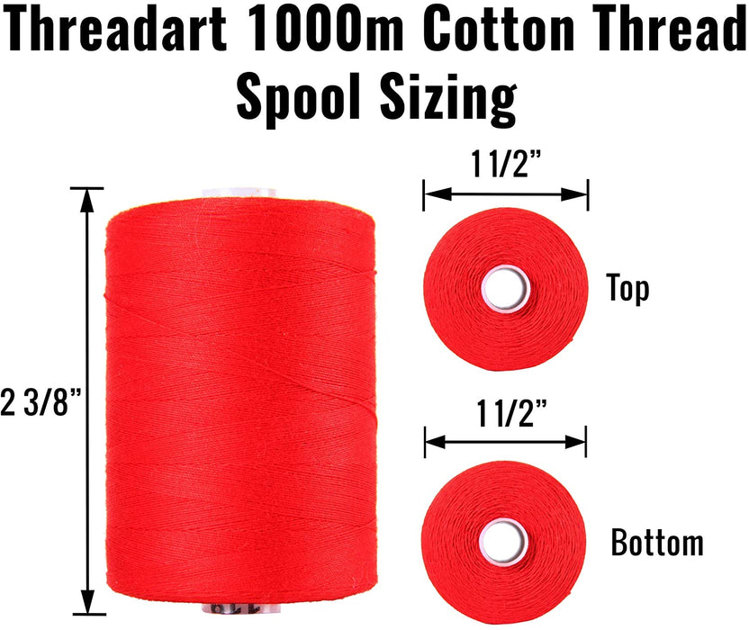 Threadart Cotton Sewing Thread - 1000M Spools - 50/3 - Beige - 50 Colors Available