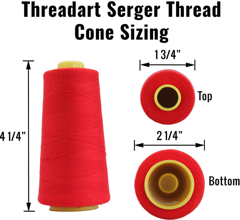 Four Cone Set of Polyester Serger Thread - Yellow 154 - 2750 Yards Each